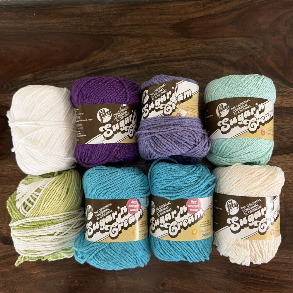 Lily Sugar 'n Cream 100% Cotton Yarn Mixed Lot of  8